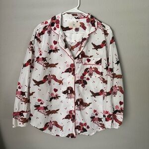 Printfresh Pajama Top Dachshund Print – Size Small, 100% Organic Cotton